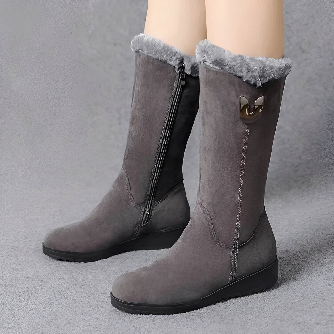 Damen Winterstiefel Hoher Schaft Warm Gefüttert Profilsohle 1