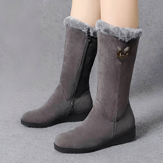 Damen Winterstiefel Hoher Schaft Warm Gefüttert Profilsohle 1