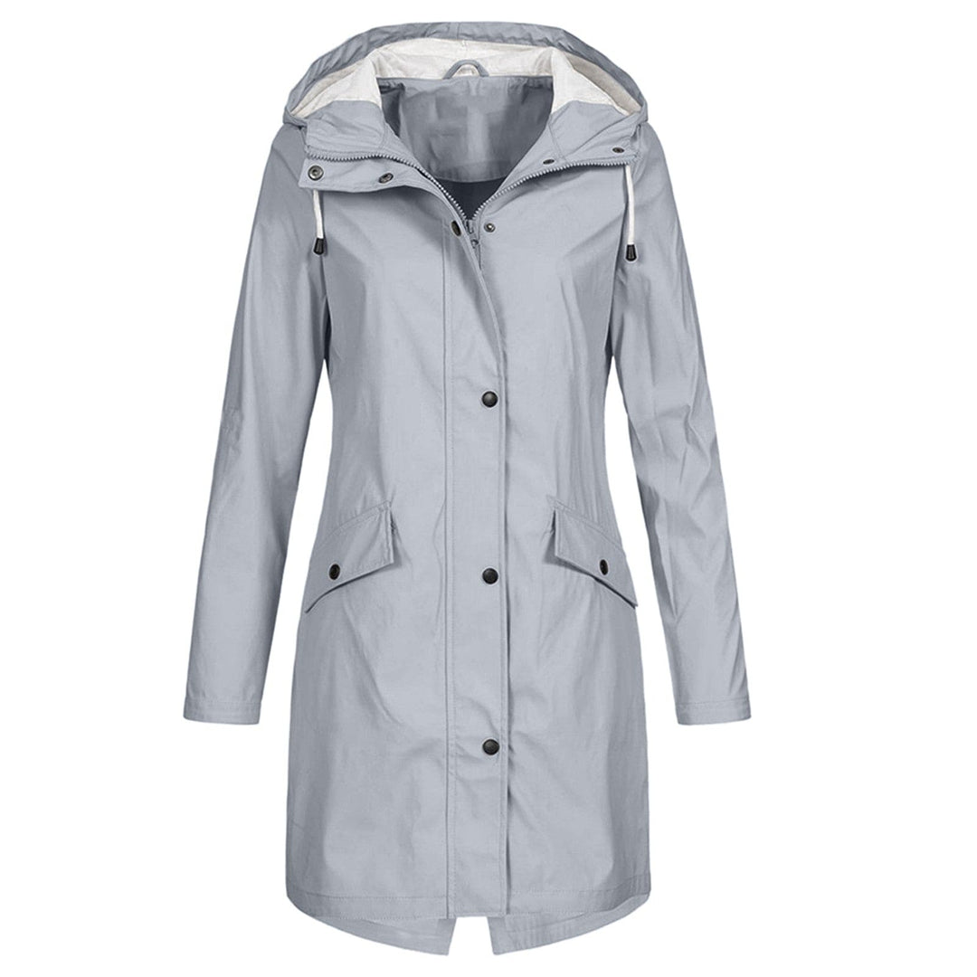Aline | Lange regenjas voor dames met capuchon - Grijs