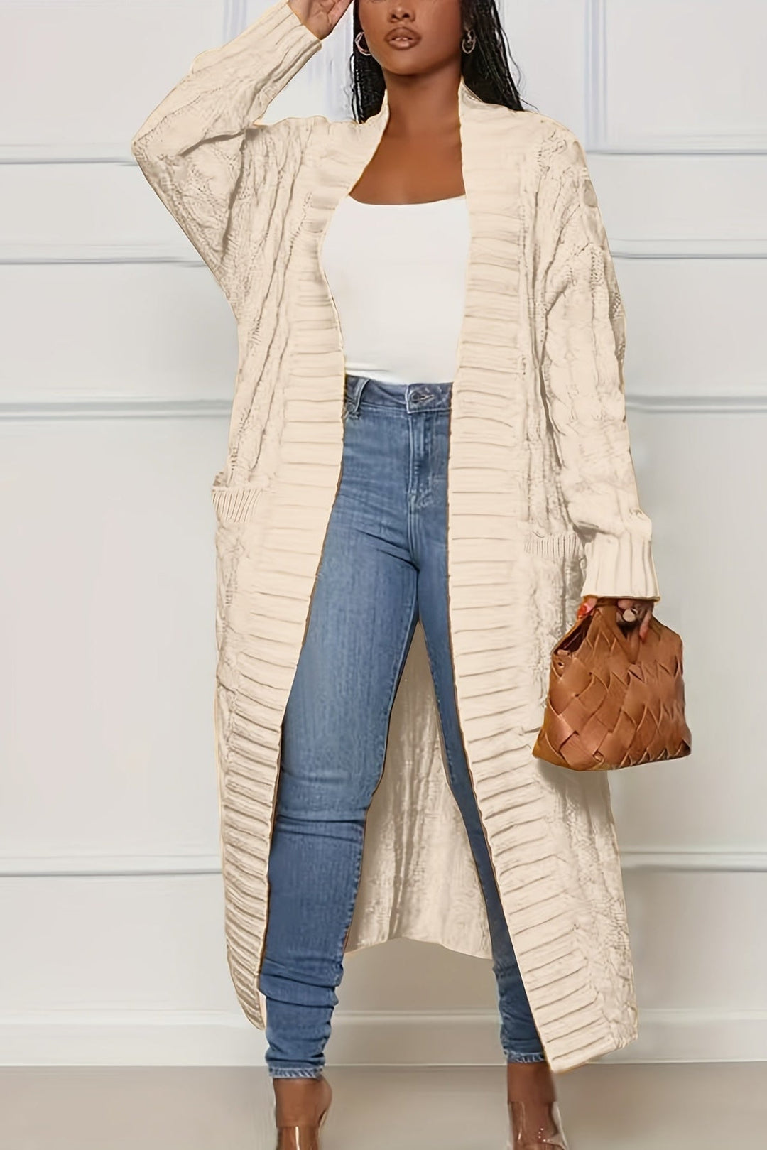 Cardigan Damen Lang | V-Ausschnitt & Rippstruktur 8