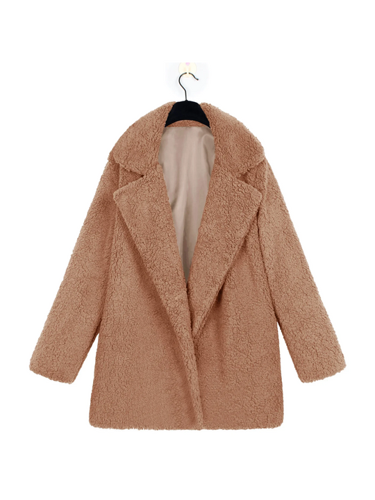 Teddy Kurzmantel Damen | Reverskragen & Plüschig Warm