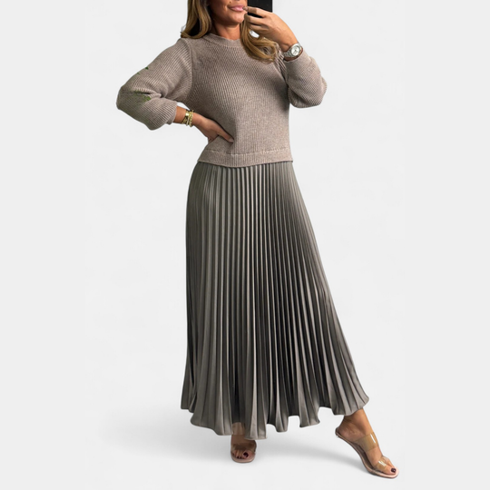 Pulloverkleid Damen | Plissee & Maxi-Länge