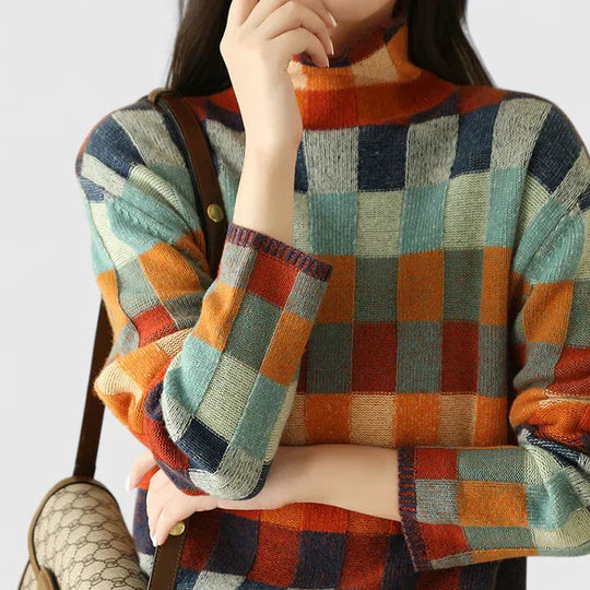 Ruitpatroon Trui Dames | Retro Print & Comfortabele Pasvorm 4