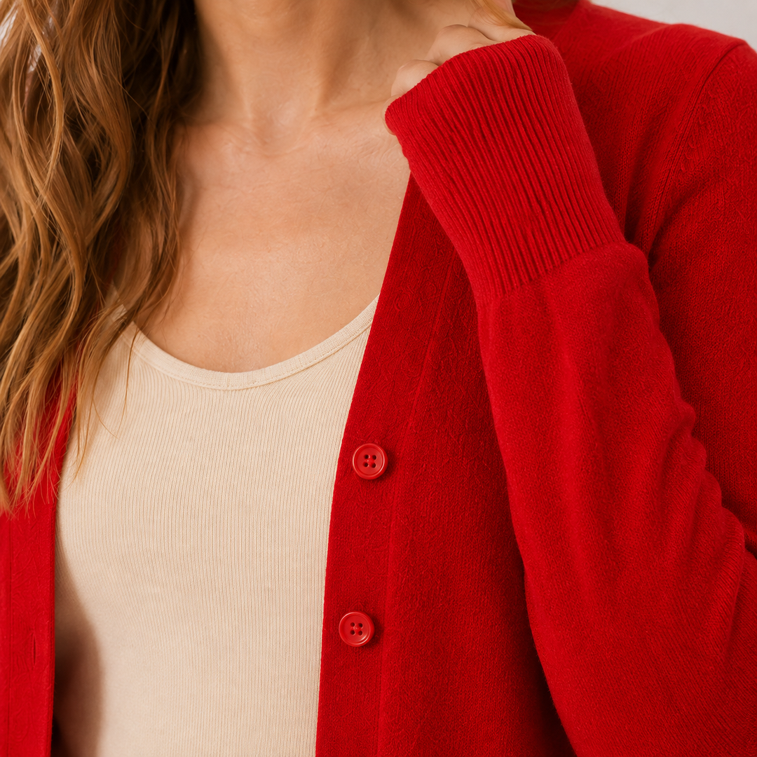 Feinstrickpullover Damen | V-Ausschnitt mit Knopfleiste
