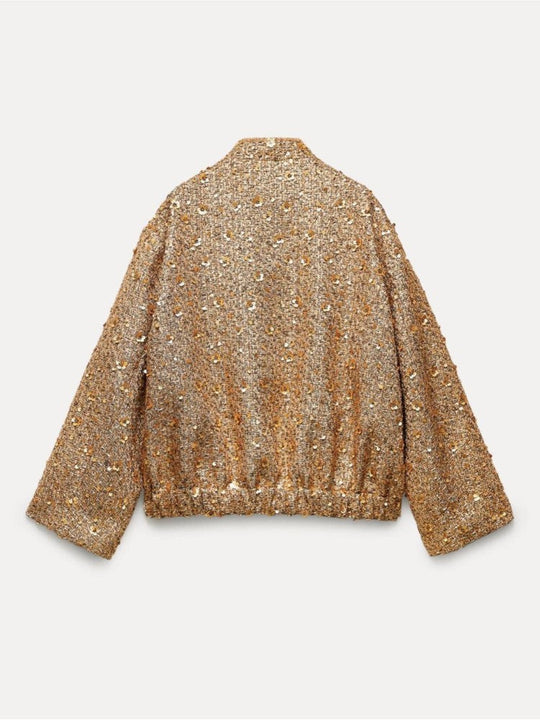Damen Pailletten Blazer Glitzer Klappentaschen Festlich 6