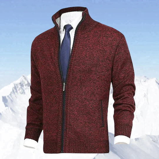 John | Elegant heren vest met rits, kraag en zakken in de kleur Donkerrood voor heren in stijl ideaal voor de herfst.