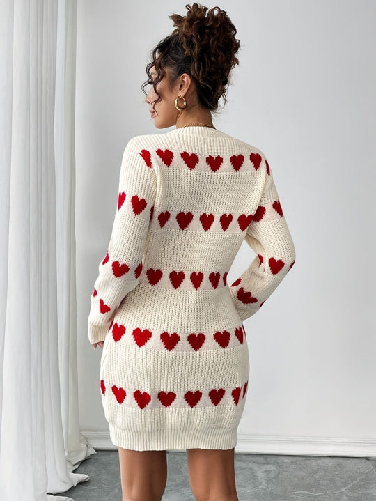 Strickkleid Damen | Herzmuster & Rippstrick 2