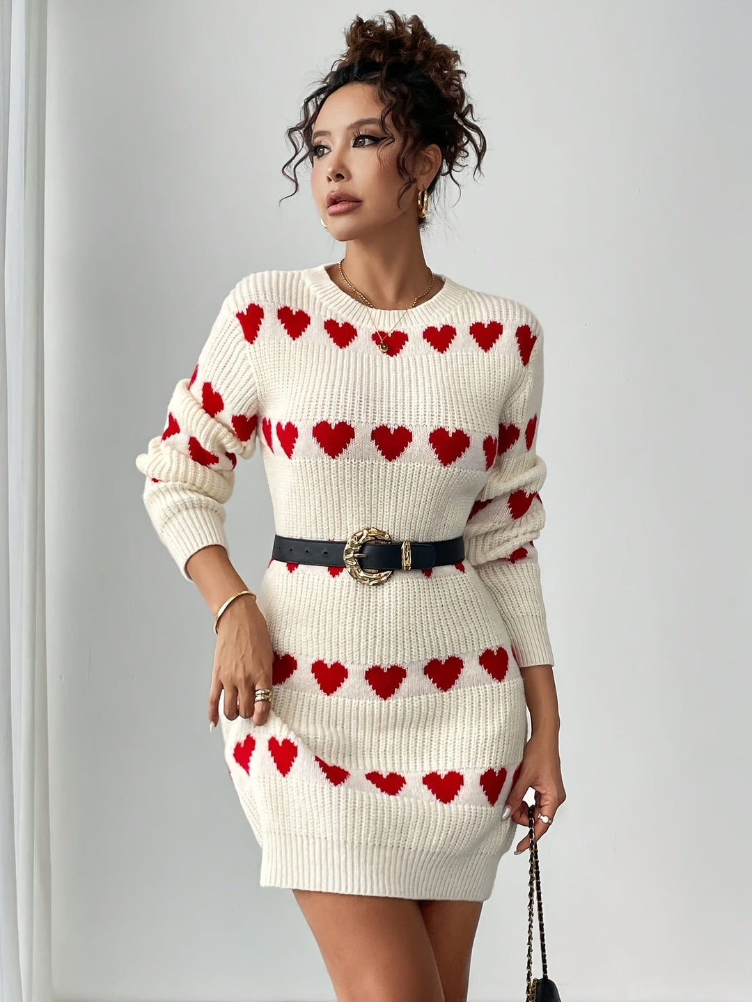 Strickkleid Damen | Herzmuster & Rippstrick 3