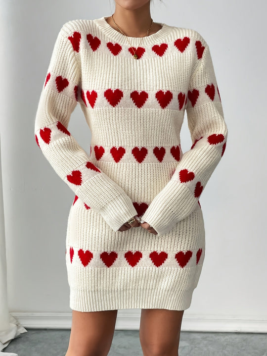 Strickkleid Damen | Herzmuster & Rippstrick 4