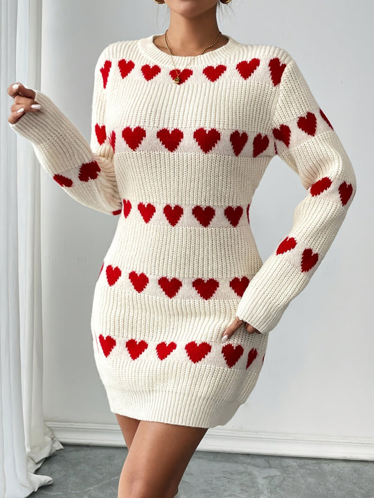 Strickkleid Damen | Herzmuster & Rippstrick 5