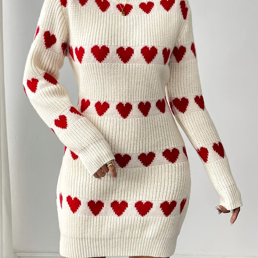 Strickkleid Damen | Herzmuster & Rippstrick 6