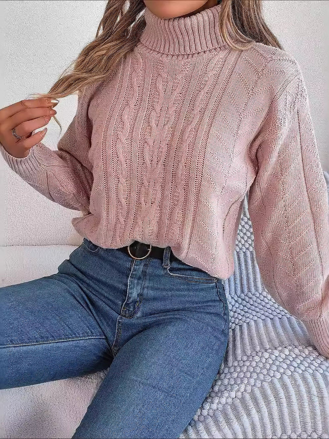 Zopfpullover Damen | Rollkragen & Zopfmuster