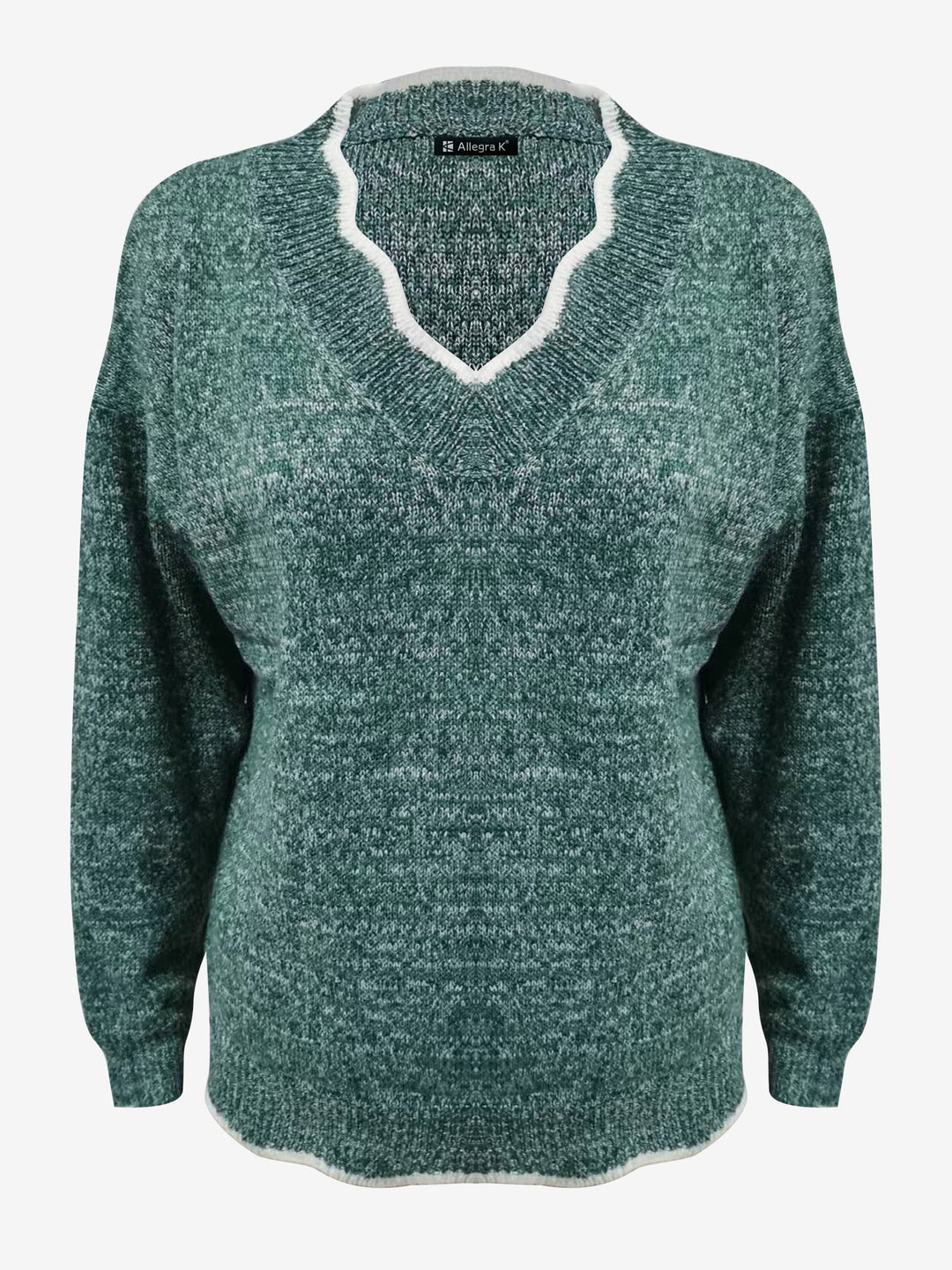 Strickpullover Damen | V-Ausschnitt mit Wellenkante 19