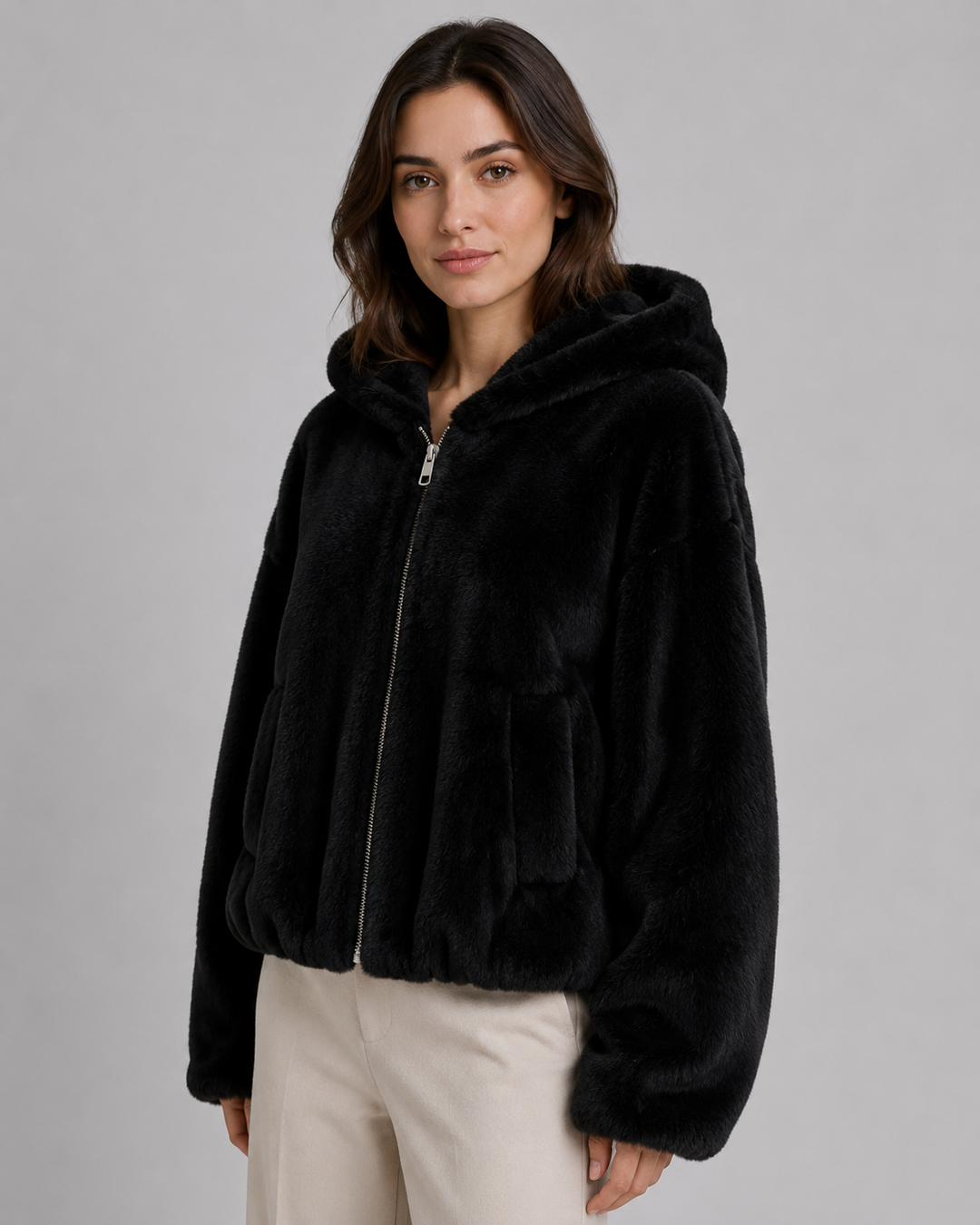 Kunstfelljacke Damen | Kuschelig Warm & Mit Kapuze