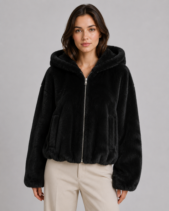 Kunstfelljacke Damen | Kuschelig Warm & Mit Kapuze