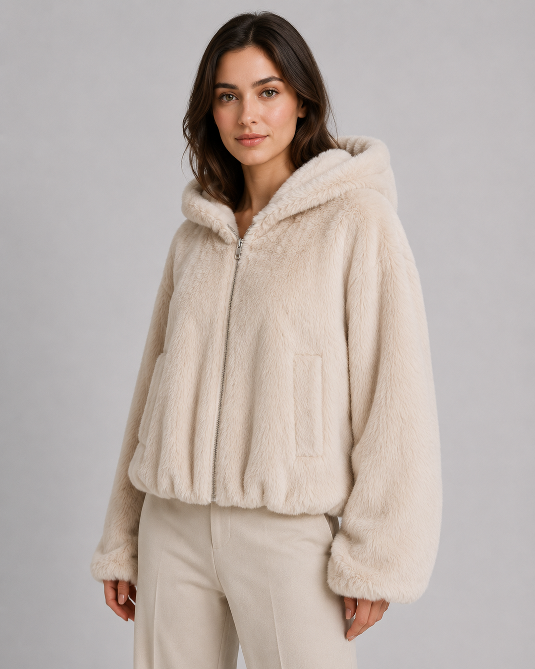 Kunstfelljacke Damen | Kuschelig Warm & Mit Kapuze