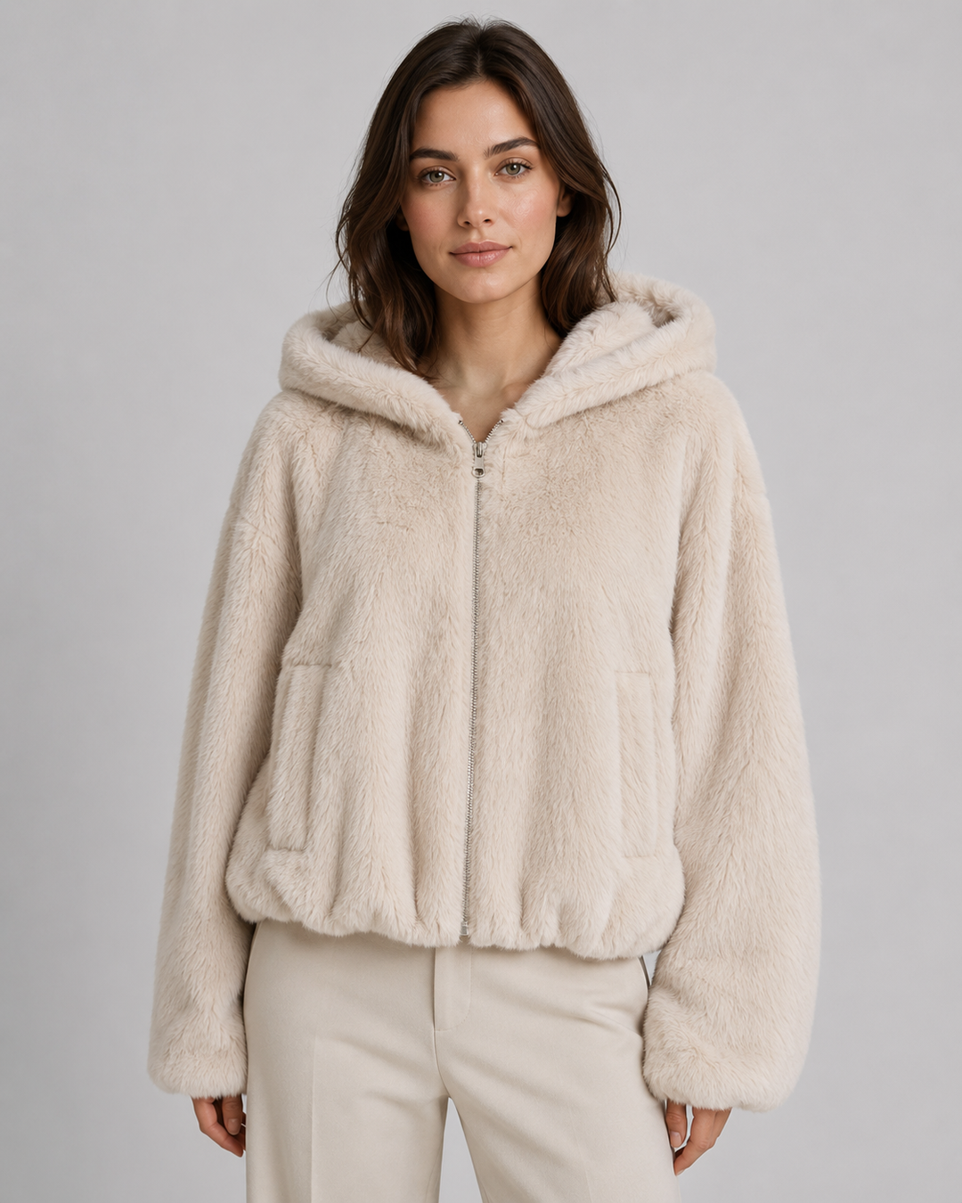 Kunstfelljacke Damen | Kuschelig Warm & Mit Kapuze