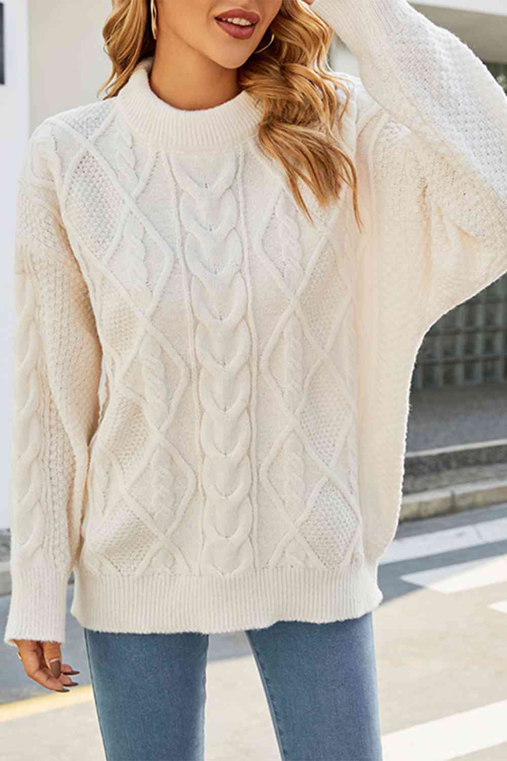 Oversized Pullover Damen | Zopfmuster & Stehkragen 3