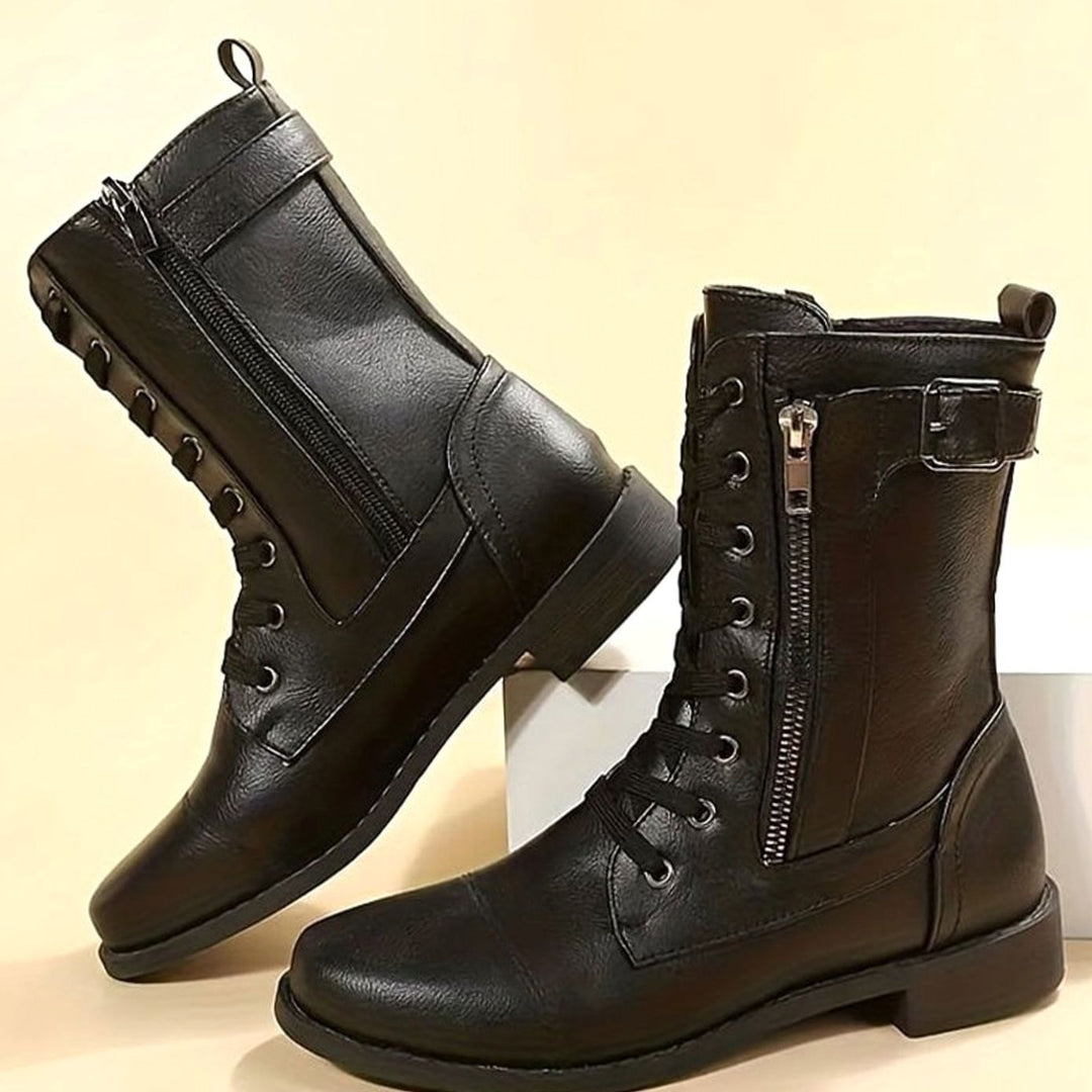 Schnürboots Damen | Seitenreißverschluss & Blockabsatz 12