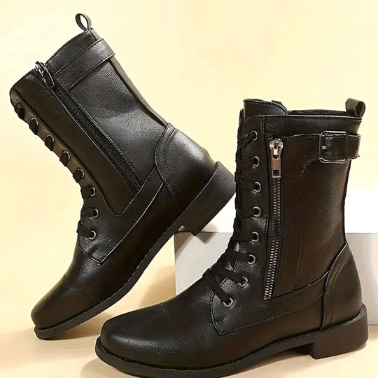 Schnürboots Damen | Seitenreißverschluss & Blockabsatz 12