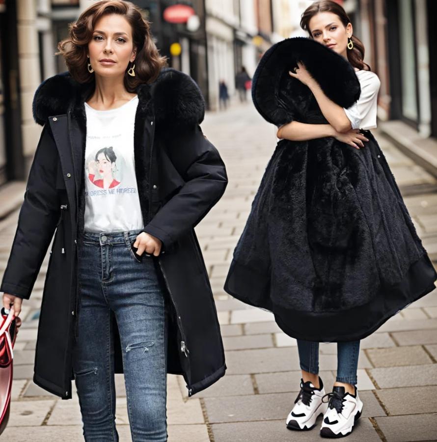Langer Parka Damen | Plüschfutter & Taillenkordel 3
