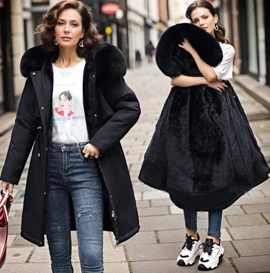 Langer Parka Damen | Plüschfutter & Taillenkordel 3
