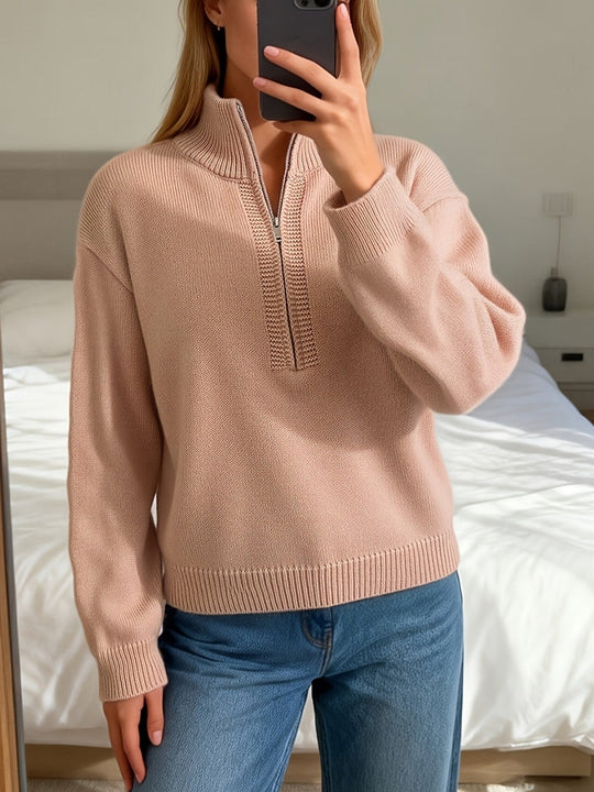 Quarter-Zip Pullover Damen | Stehkragen & Weicher Tragekomfort